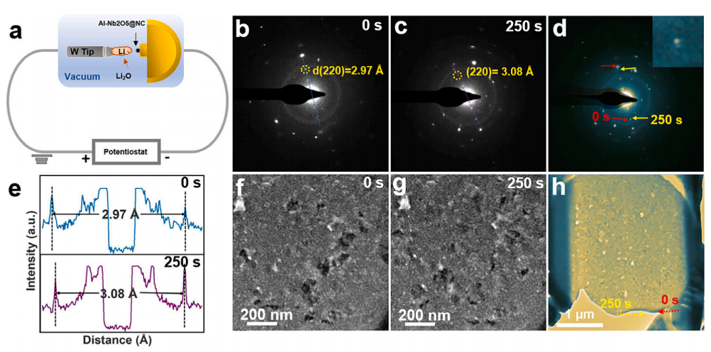 Al-Nb2O5@NC在鋰化過程中的形貌和微觀結構演變 Al-Nb2O5@NC在鋰化過程中的形貌和微觀結構演變